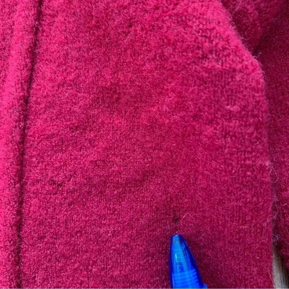 CAROLE LITTLE Boiled Wool Full Zip Faux Fur Collar Sweater Jacket M * Flaw - Picture 13 of 13